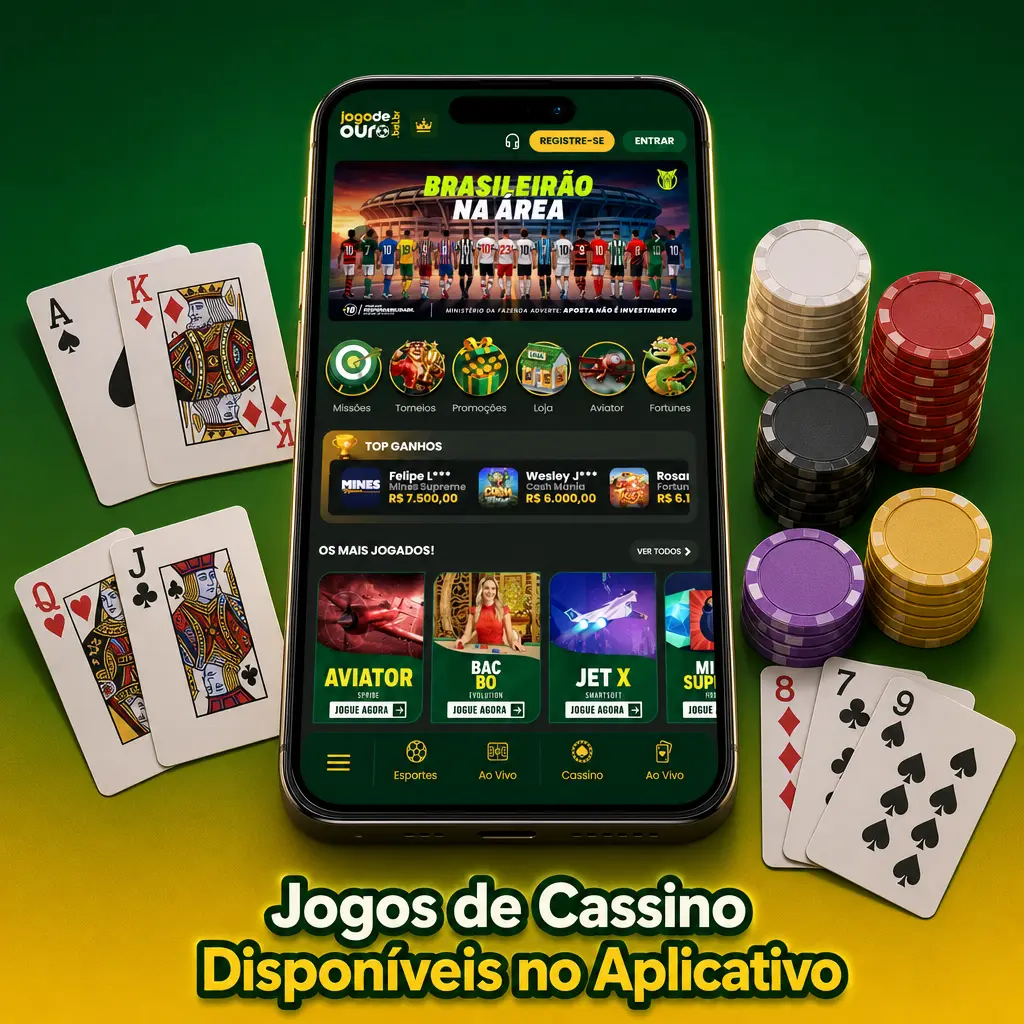 Tela de jogos de cassino do aplicativo Jogo de Ouro